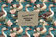 Ducks In Pond Seamless Pattern, a Pattern Graphic by ThePhoton (Thumbnail 1 of 2)