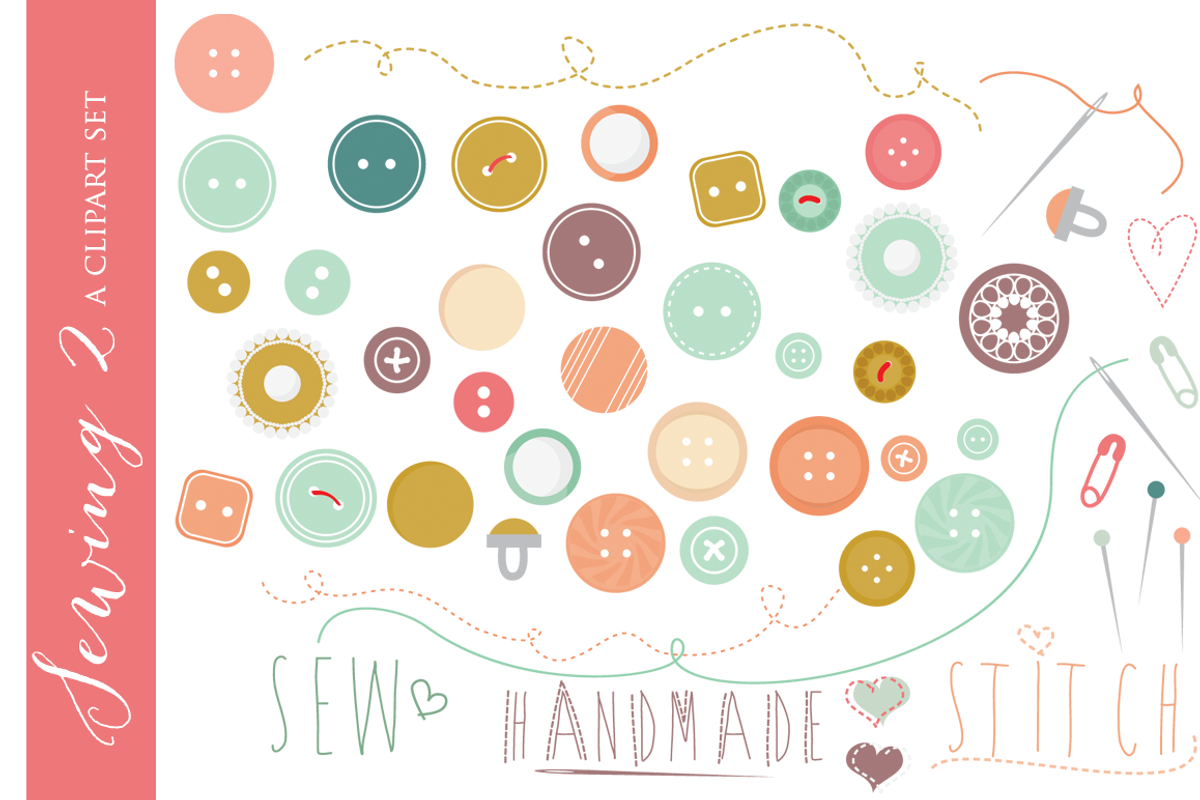 Buttons clip art vintage clipart sew, an Illustration by WinchesterLambourne