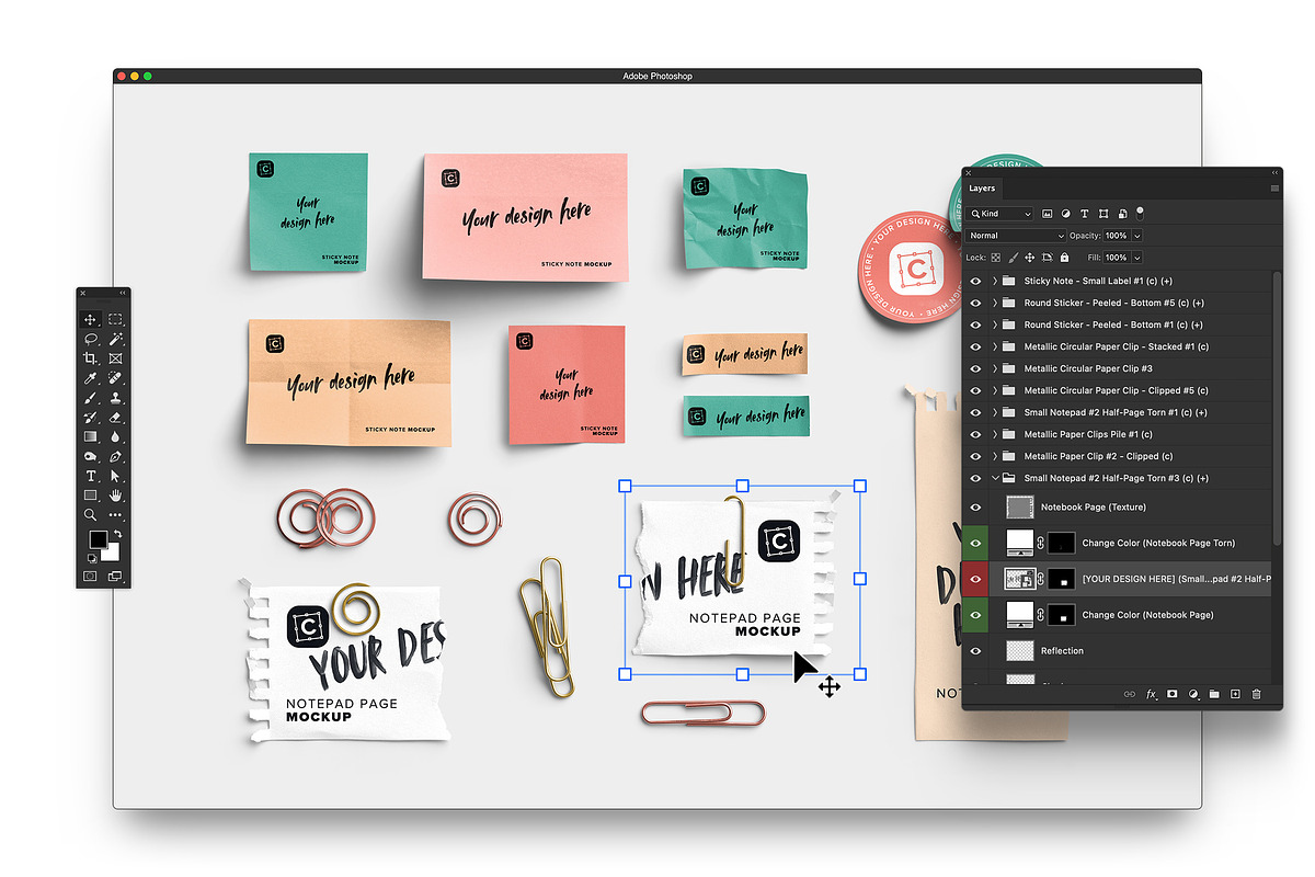 Marina Sticky Notes & Paper Clips, an Advertising Mockup by Custom Scene (Photo 7 of 10)