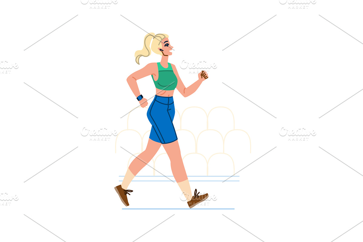 Young woman wearing smartwatch and, a Sport Illustration by pikepicture