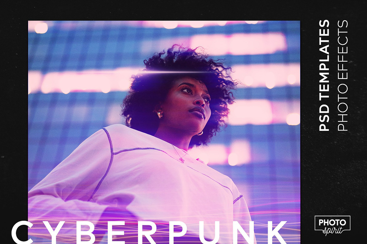 Cyberpunk Photo Effects & Overlays, a Preset Add-On by PhotoSpirit (Photo 1 of 12)