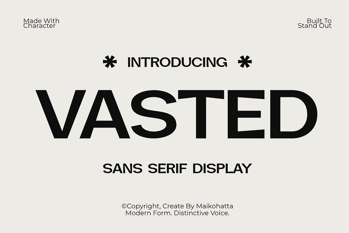 Vasted – Bold Sans Serif Display, a Sans Serif Font by MaikoHatta (Photo 1 of 8)