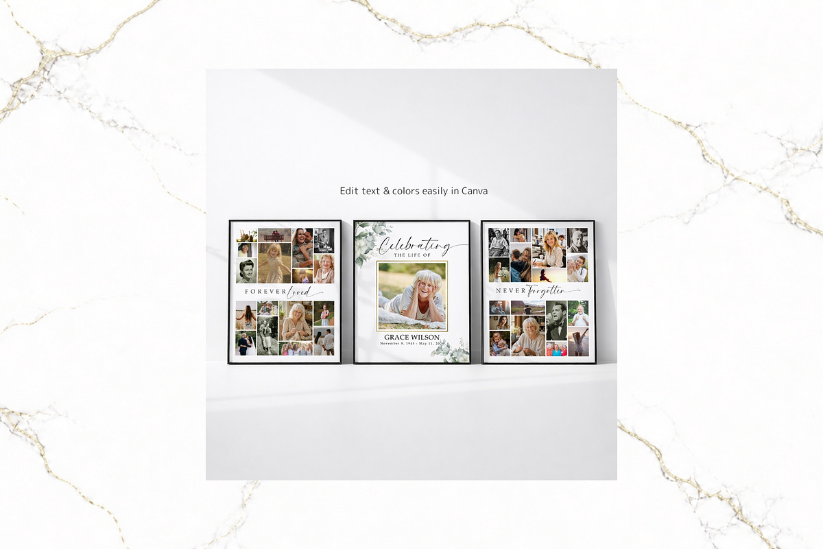 3 Panel Funeral Collage Canva FR007, a Poster Template by TyphoonStudio (Photo 6 of 9)