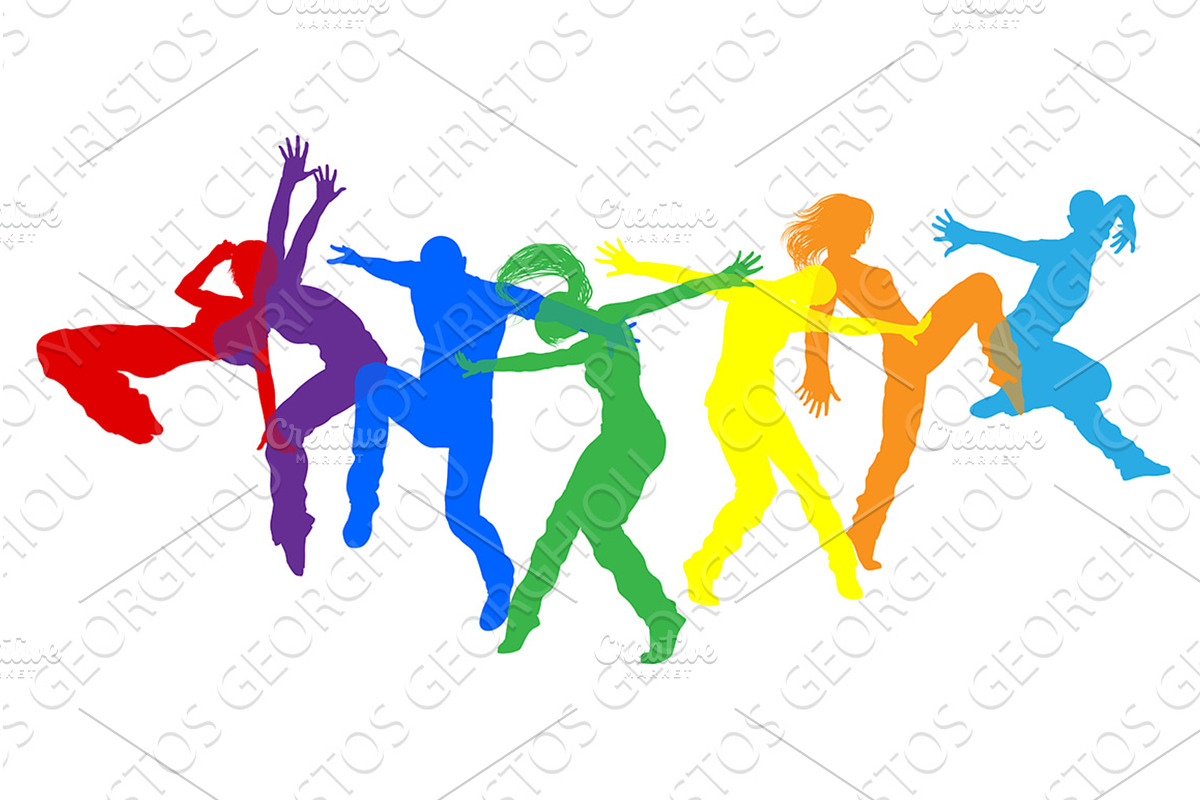sports silhouettes color dancers, a Sport Illustration by Christos Georghiou