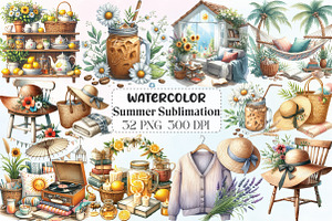 Cozy Summer Sublimation Clipart, an Illustration by CraftArtStudio
