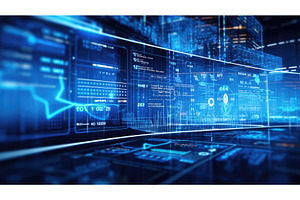screen technology background blue ai, a Technology Photo by pikepicture