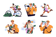 Postmen delivering letters, mail set, a Person Illustration by PaperTrident (Thumbnail 1 of 13)