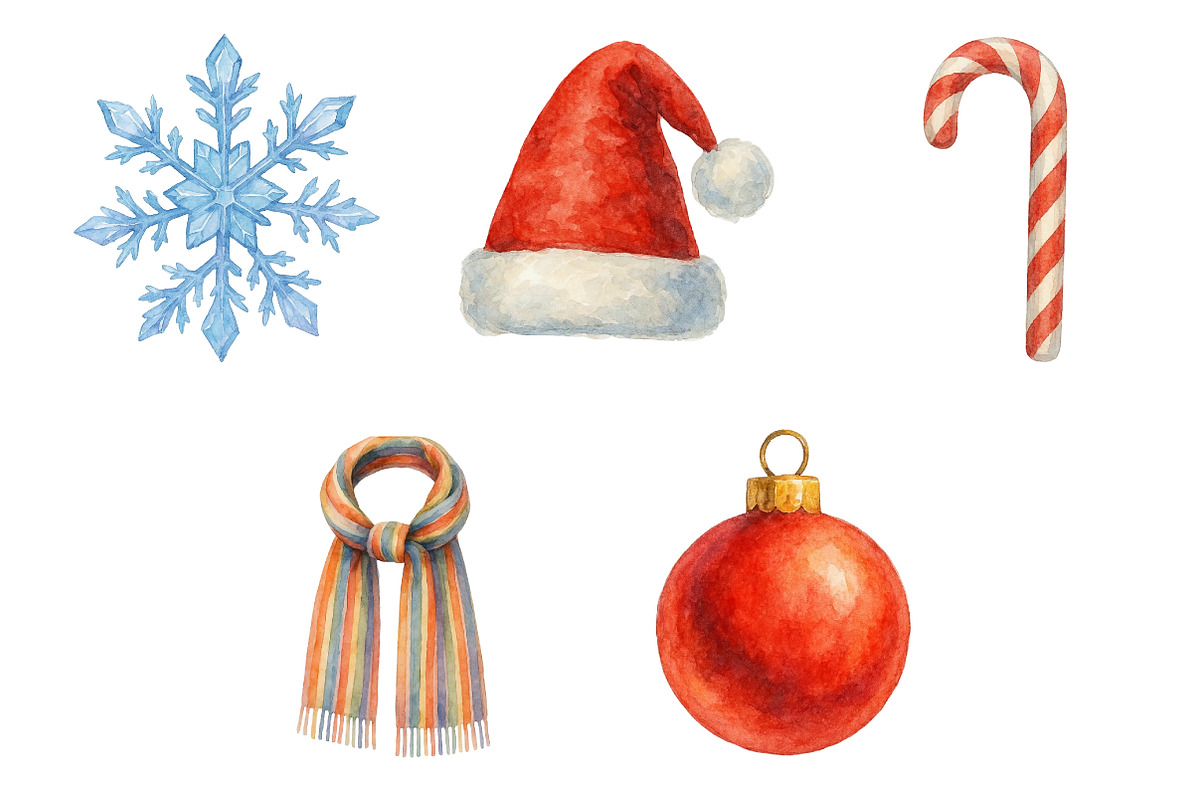 Watercolor Cute Christmas Penguins, an Illustration by Creative Art (Photo 7 of 10)