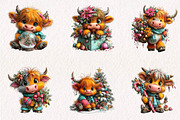 Cute Highland Cow Christmas clipart, a Seasonal Illustration by CreationArt (Thumbnail 2 of 7)