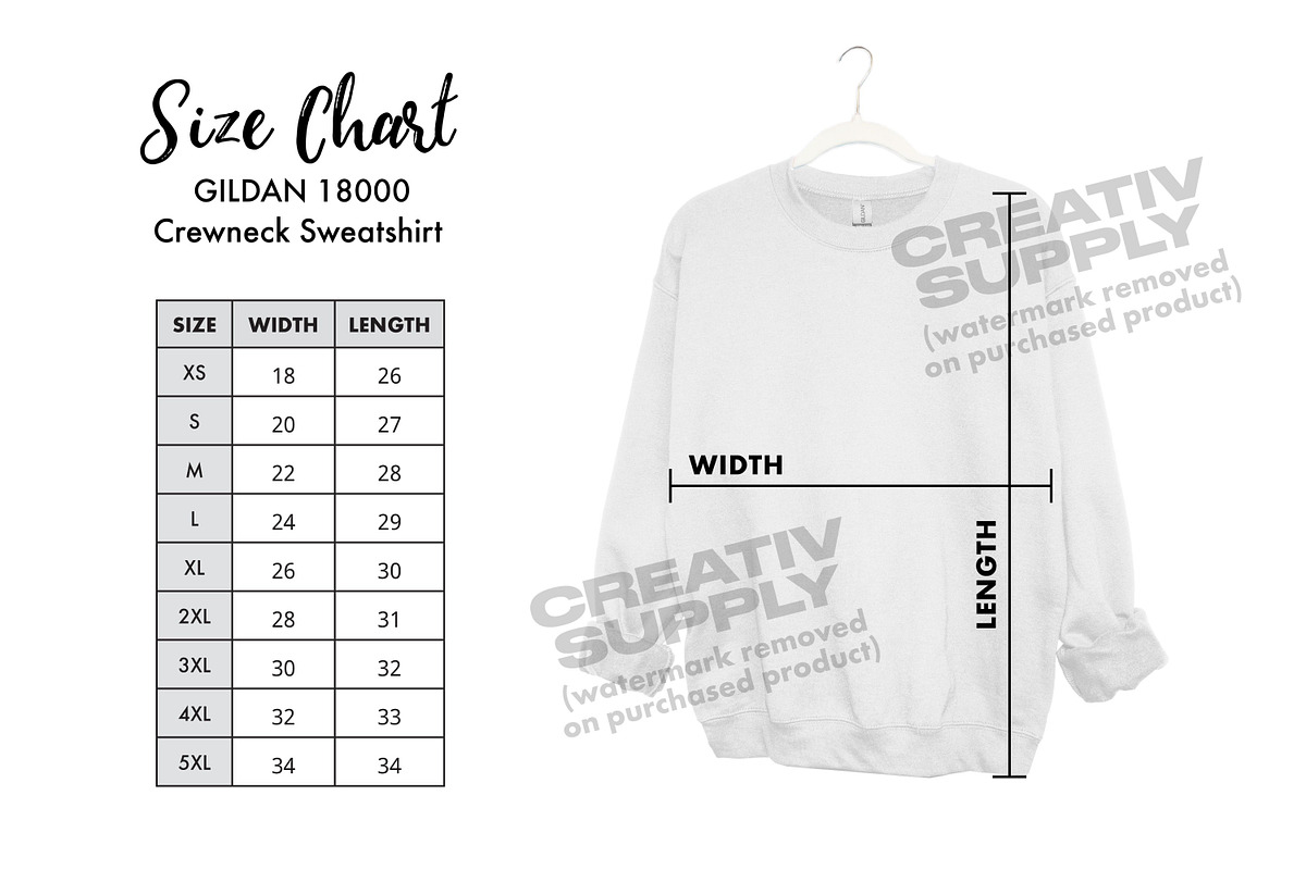 Gildan Crewneck Size Chart 18000, an Apparel Mockup by creativsupply (Photo 1 of 4)