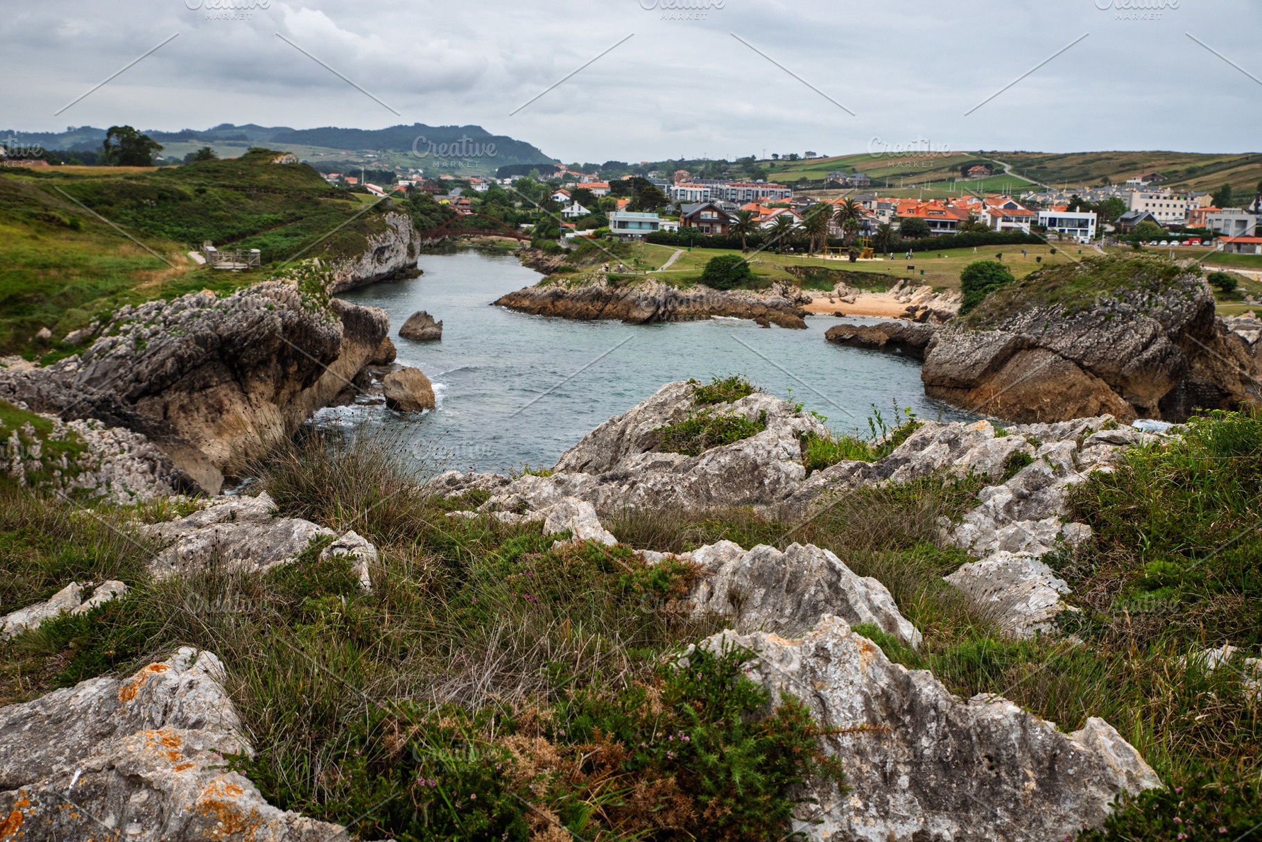 Rocky Bay with Coastal Village and G, a Nature Photo by Perpis