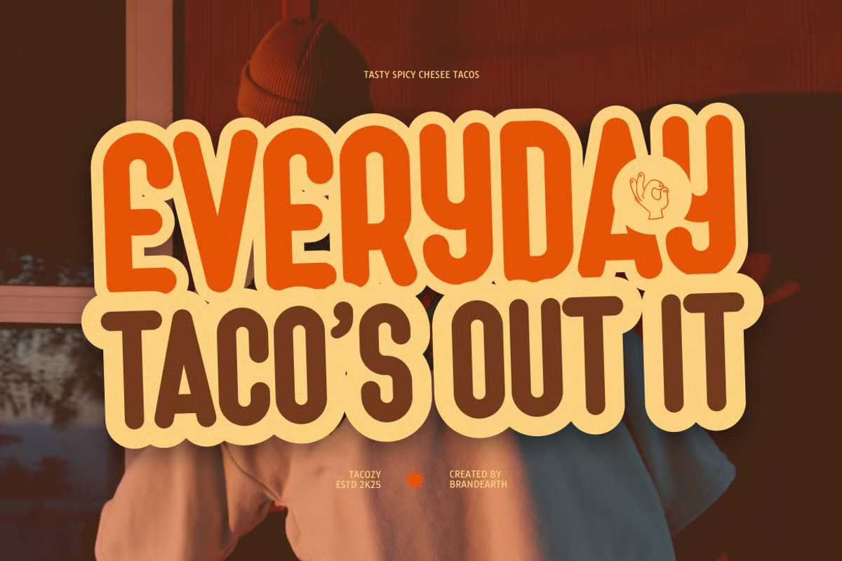 Tacozy – Playful Food Display Font, a Sans Serif Font by Brand Earth (Photo 3 of 7)