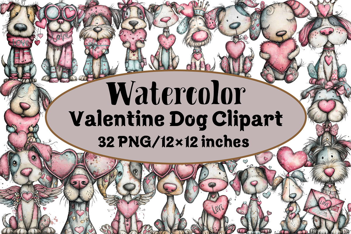 Valentine Dog Clipart, an Illustration by Design Market (Photo 1 of 3)