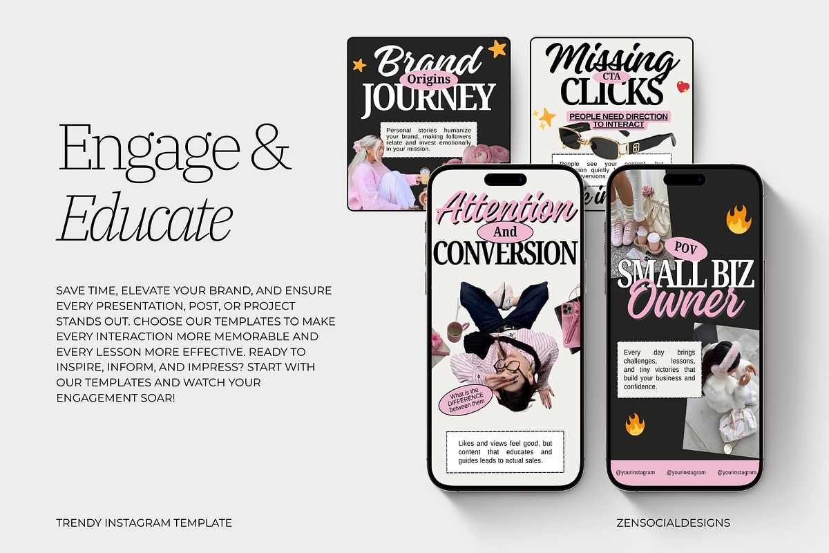 Trendy Instagram Templates, a Social Media Template by ZenSocialDesigns (Photo 8 of 9)