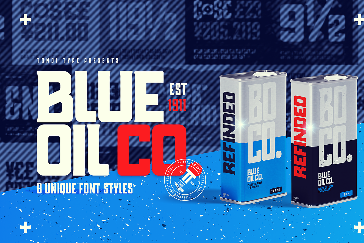 Blue Oil Co. | Vintage Font Family, a Serif Font by Tondi Type Studio (Photo 1 of 7)