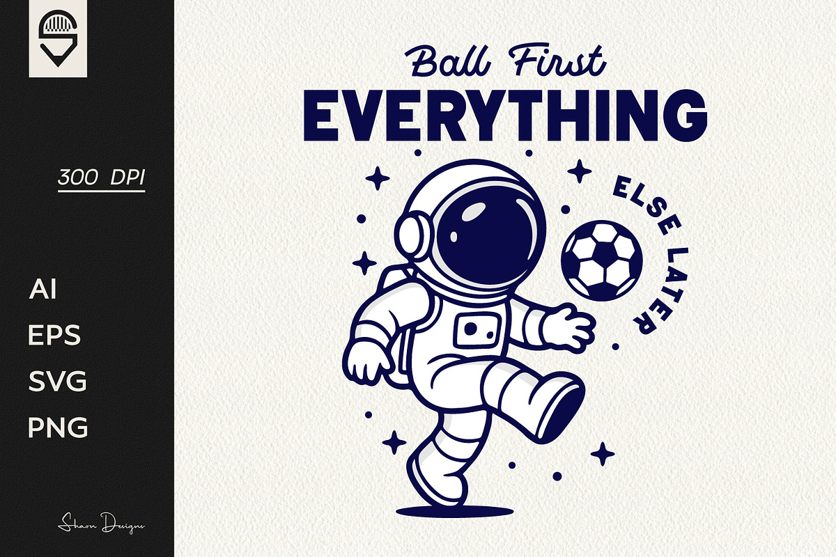 Astronaut Soccer T-Shirt Design, a Sport Illustration by shaondesigns (Photo 1 of 7)