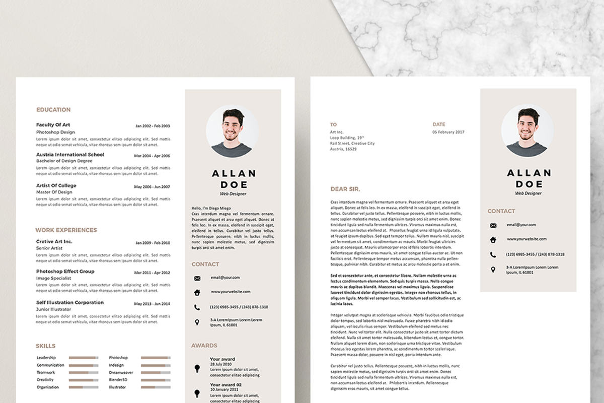 Modern Resume & CV Template, a Resume Template by Hito Graphic (Photo 3 of 8)