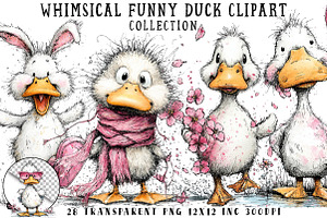 Whimsical Funny Duck Clipart, an Illustration by OK Design