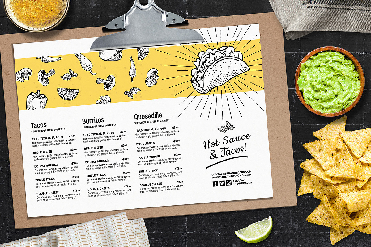 Mexican Menu Template, a Flyer Template by BrandPacks