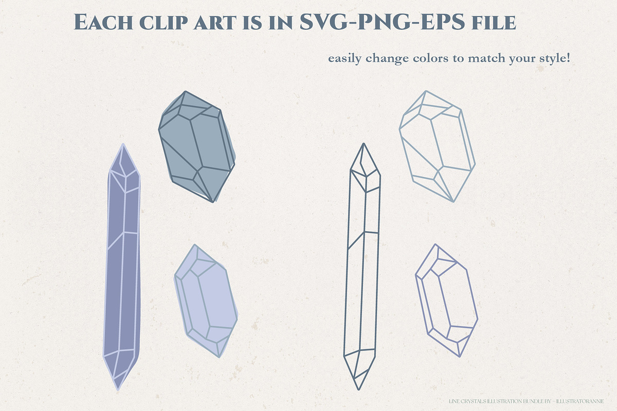 Line Crystals Clipart Bundle, an Object Graphic by IllustratorAnnie (Photo 5 of 7)