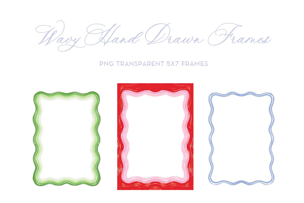 Hand Drawn Wavy PNG Frames, a Background Graphic by SarahOMaryDesigns