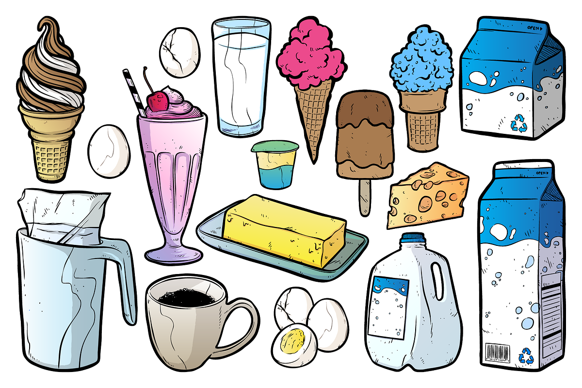 Dairy Foods Vector Pack, a Food Illustration by Vectory by BSC (Photo 2 of 3)