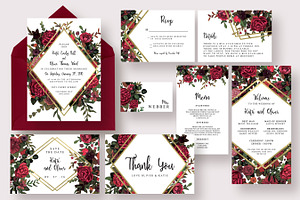 Stylish Marsala Wedding Suite, an Invitation Template by Knotted Design