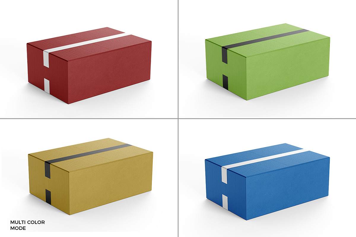 Cardboard Box with Tape Mockup, a Packaging Mockup by RamStudio2 (Photo 5 of 16)