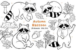 Hand-Drawn Raccoon Clipart PNG SVG