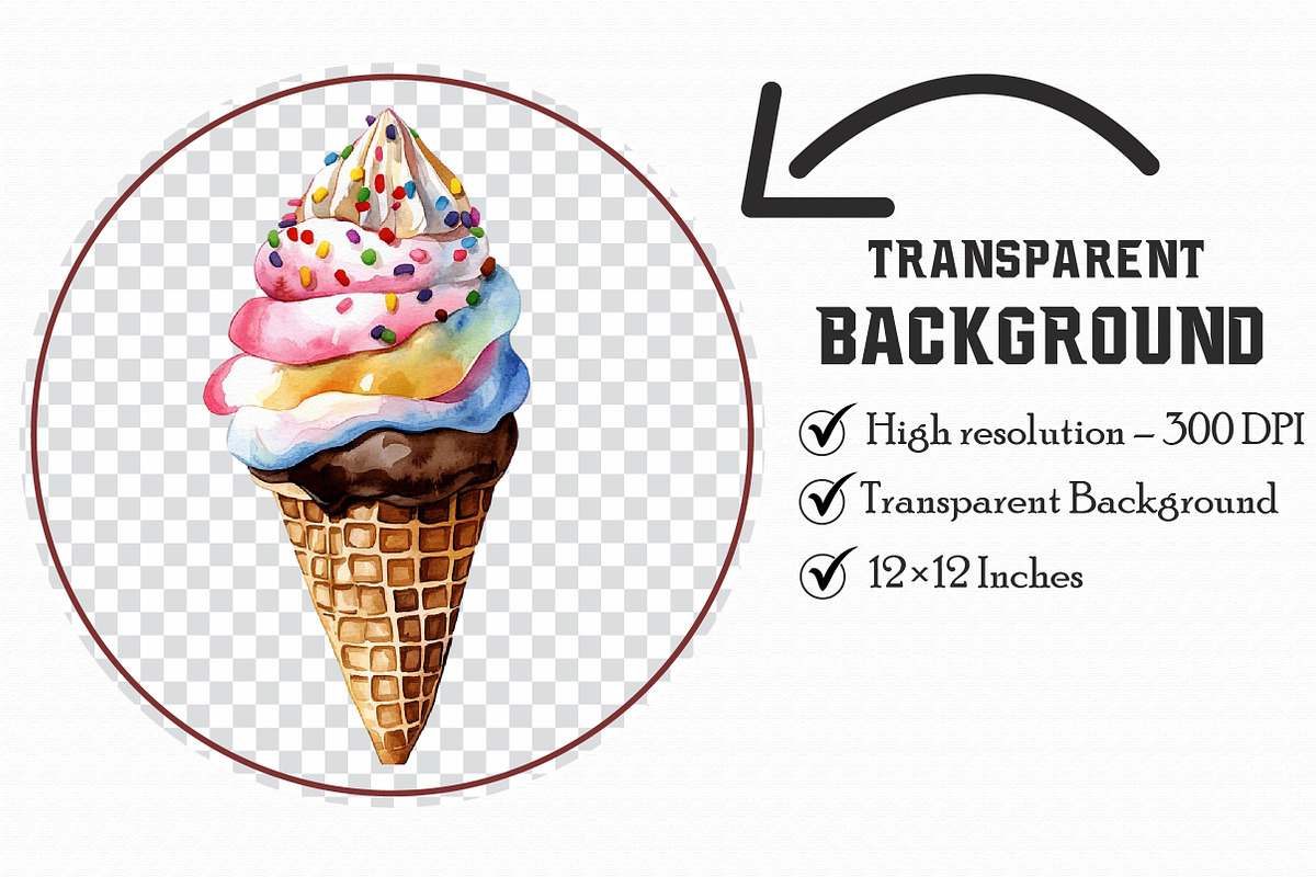 Watercolor Ice Cream Clipart, an Illustration by Libby Wishes (Photo 5 of 7)