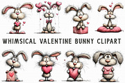 Whimsical Valentine Bunny Clipart, an Illustration by Libby Wishes (Thumbnail 2 of 6)
