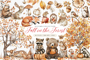 Fall in the Forest Woodland Clipart