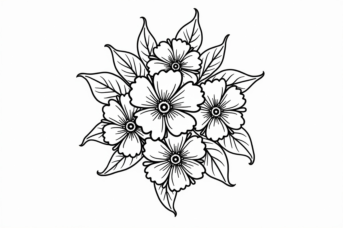 Hand Drawn Floral Coloring Pages, an Illustration by hafijul (Photo 5 of 9)