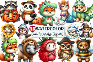 Cute Animals Costumes Clipart, an Illustration by Rose Art