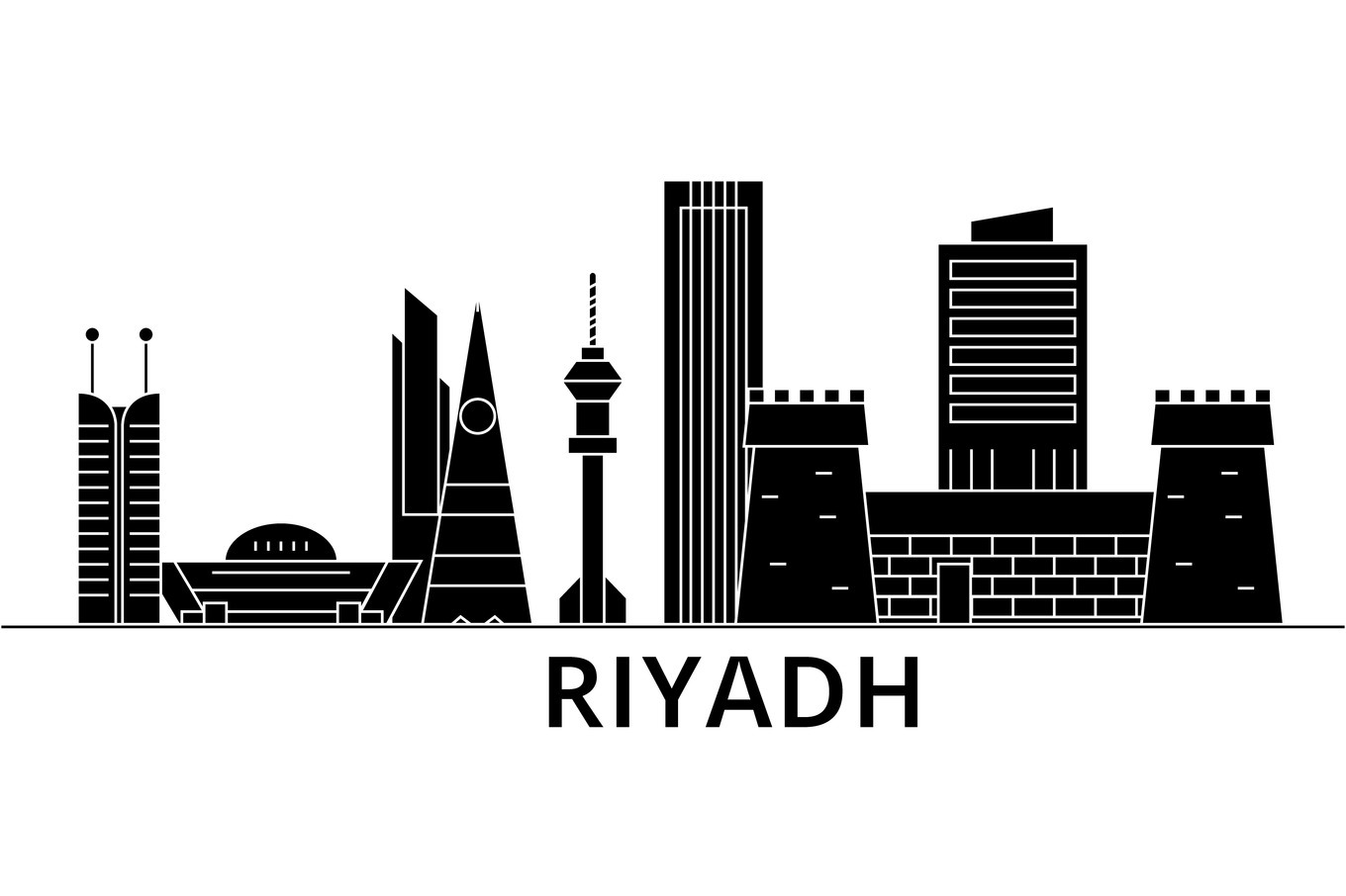 Riyadh architecture vector city skyline, travel cityscape with ...
