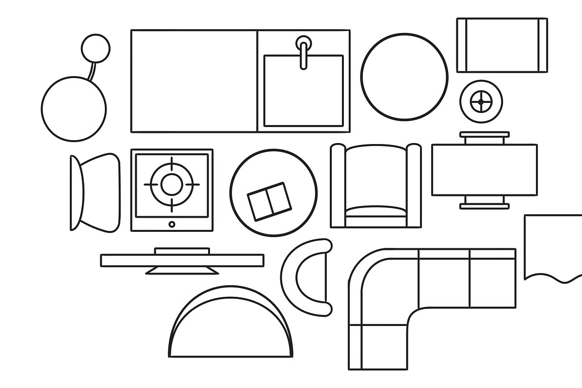 floor plan furniture handdrawn, an Object Graphic by nikagraphic