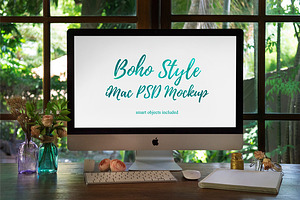 Boho Style iMac PSD Mockup — vol. 1