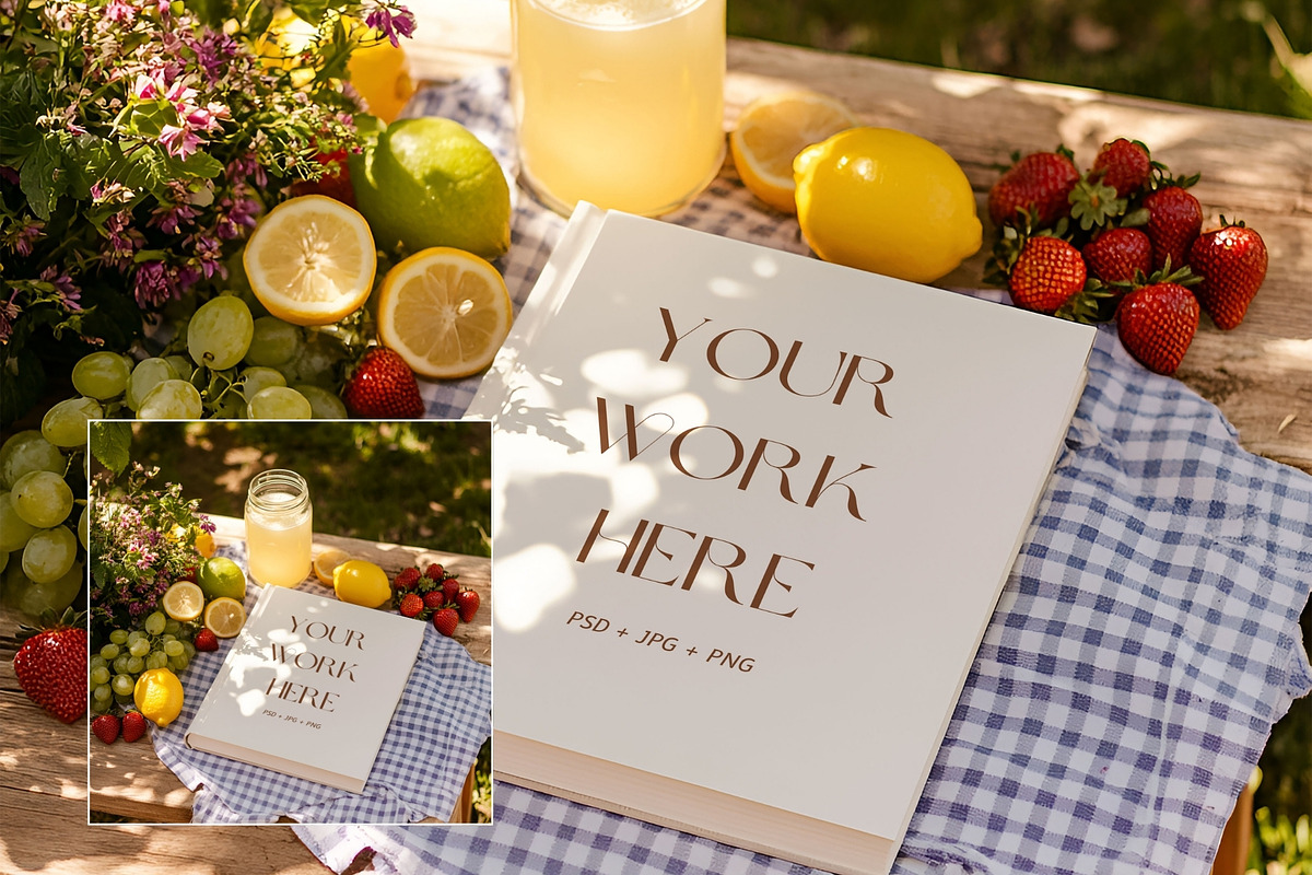 Rustic Picnic Book Cover Mockup PA-P, a Books & Magazine Mockup by Callistemon Creative (Photo 2 of 8)