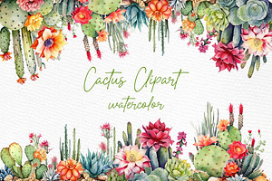 Watercolor cactus Clipart Succulent