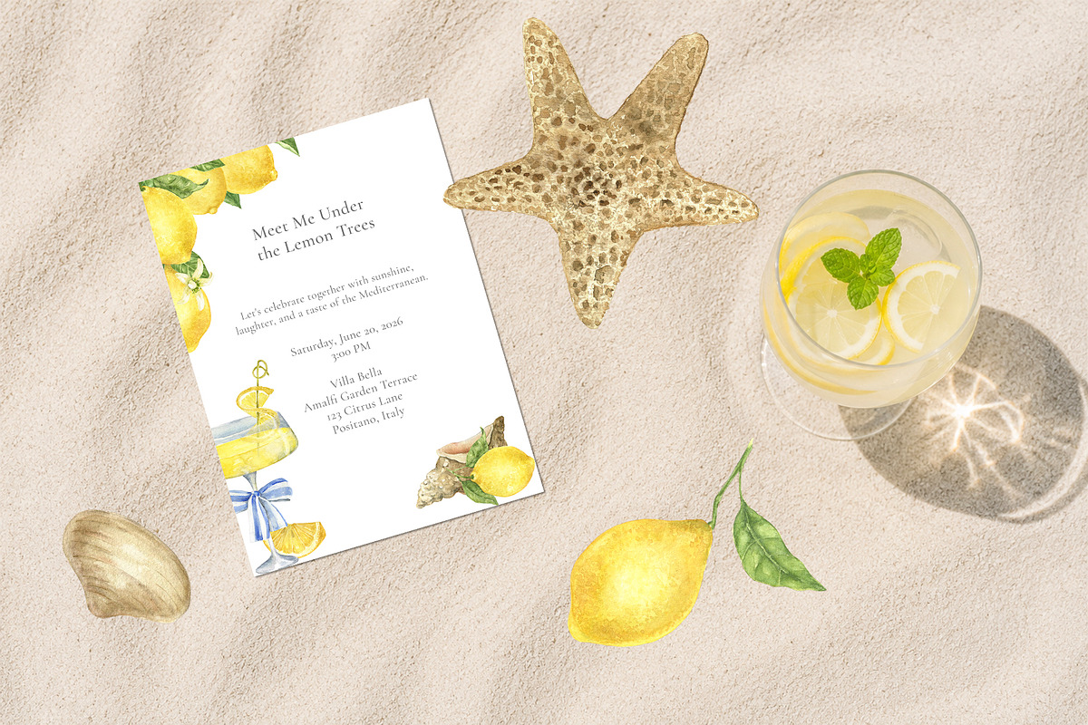 Azure and Lemons watercolor clipart, a Food Illustration by Eves_Aquadreams (Photo 8 of 10)