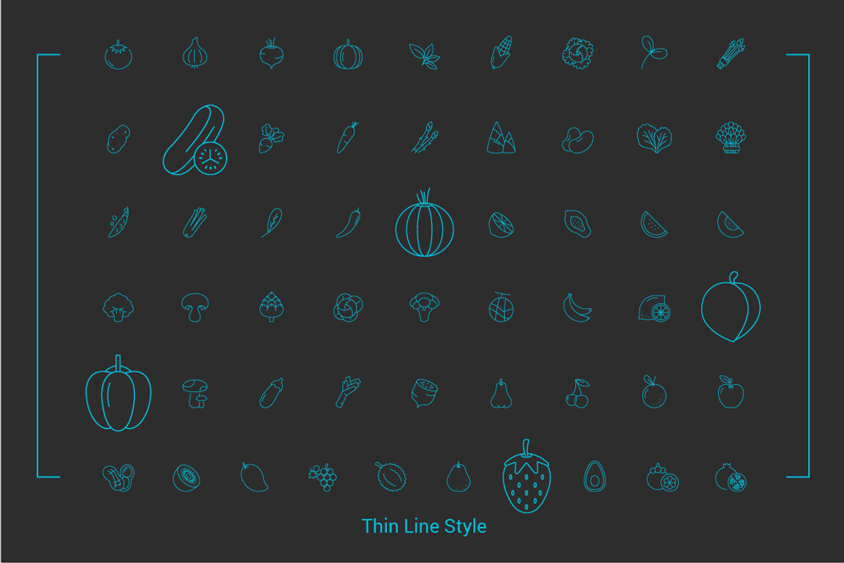 55 Fruit and Vegetable icons, an Outline Icon by WORAKAMON Design Studio (Photo 5 of 8)