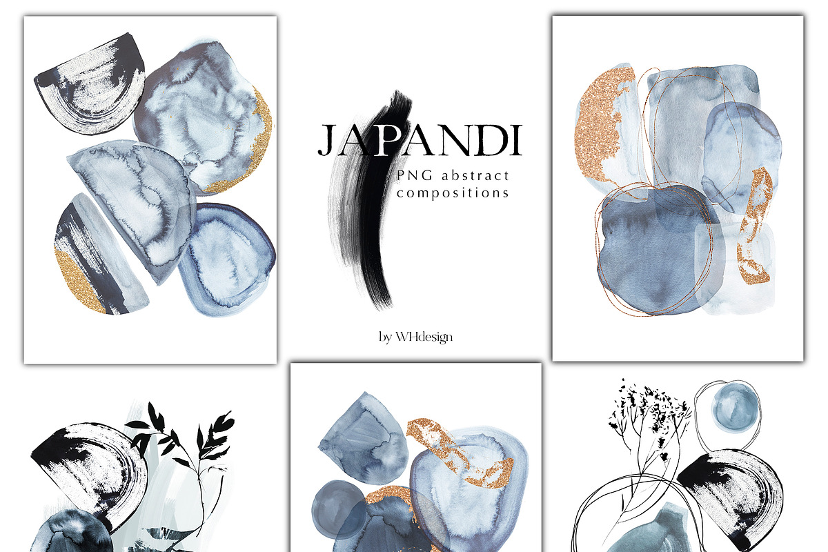 Japandi Abstract Watercolor Clip Art, a Decorative Illustration by whiteheartdesign (Photo 5 of 24)