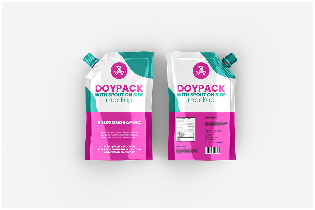 Doypack with Spout on Side Mockup, a Packaging Mockup by Illusiongraphic (Photo 9 of 25)