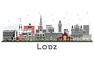 Lodz Poland City Skyline.