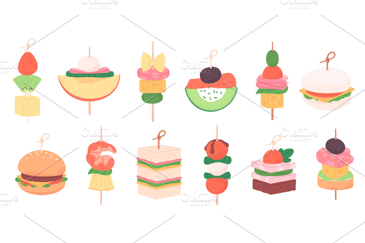 Cartoon canape. Appetizer with, an Illustration by LadadikArt