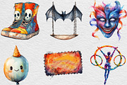Watercolor Spooky Circus Clipart, an Illustration by Black Bird Studio (Thumbnail 5 of 6)