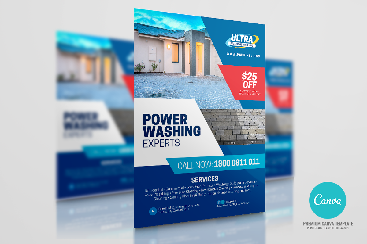 Pressure Cleaning Canva Flyer, a Flyer Template by PSDPixel (Photo 4 of 4)