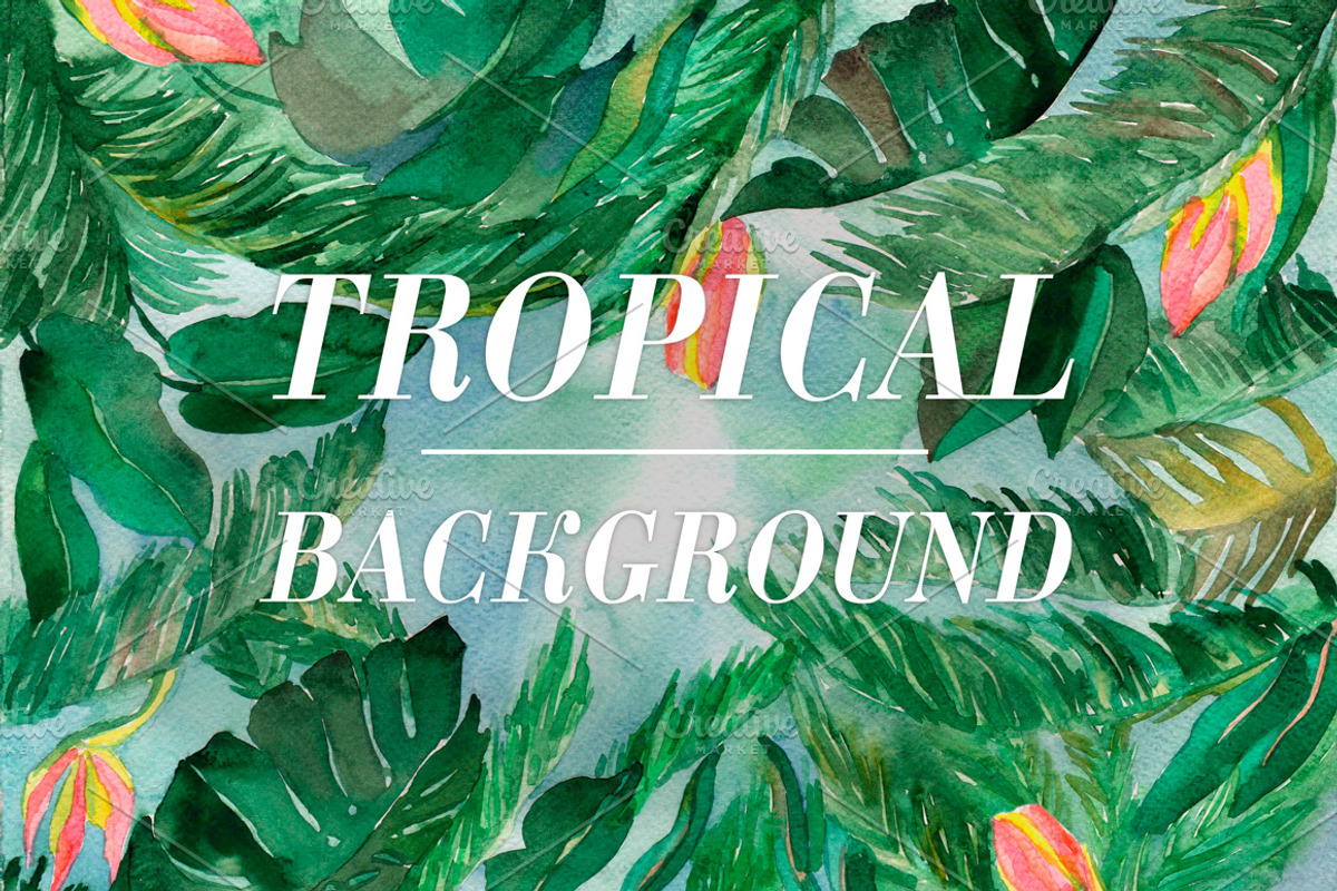 Watercolor tropical background, a Texture Graphic by Inna Vinchenko Designs (Photo 1 of 3)