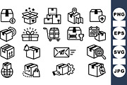 Shipping And Delivery Icon Set, an Illustration by designvectx (Thumbnail 1 of 3)