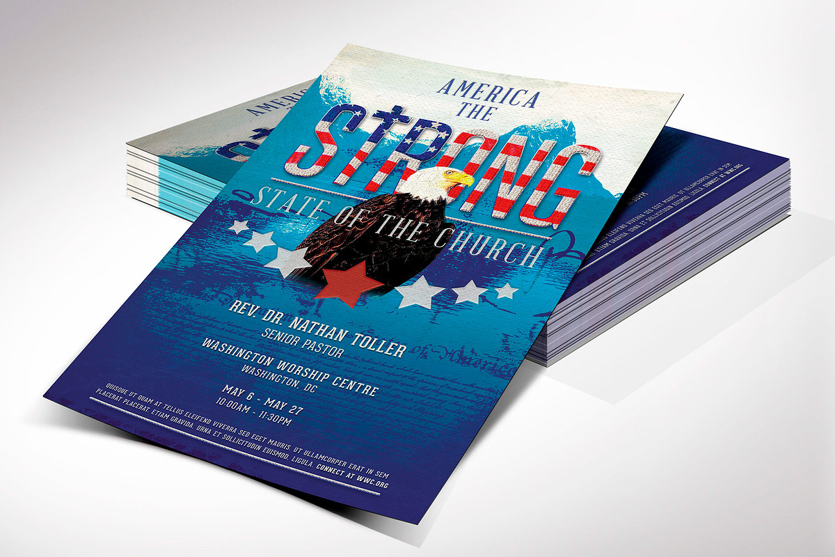 American Patriotic Church Postcard, a Flyer Template by Godserv Designs (Photo 5 of 12)